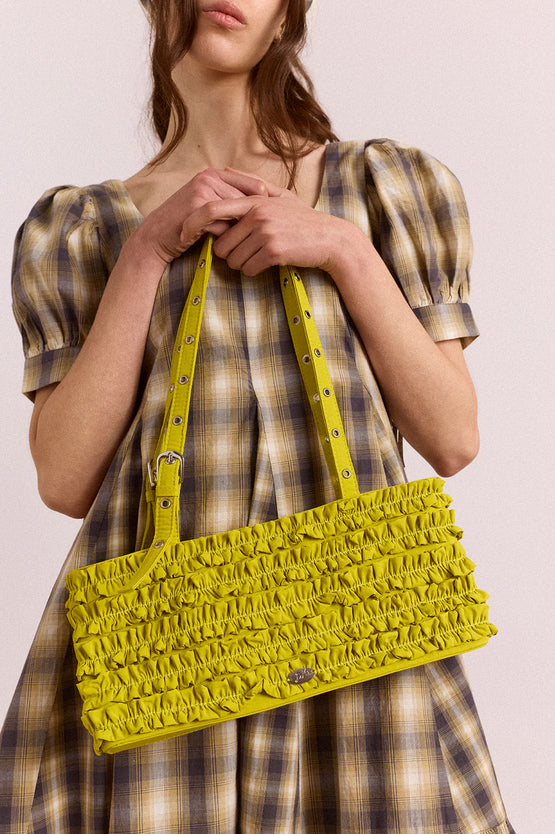 Damson Madder Sophie Ruffle Bag - Chartreuse