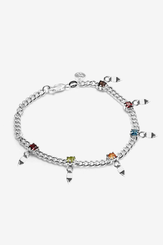 Stolen Girlfriends Club Multi Stone Spike Bracelet - Silver