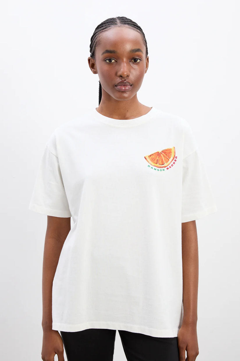 Damson Madder Spritz Boyfriend Tee - White