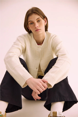 Pharlain Squares Cardi - Cream