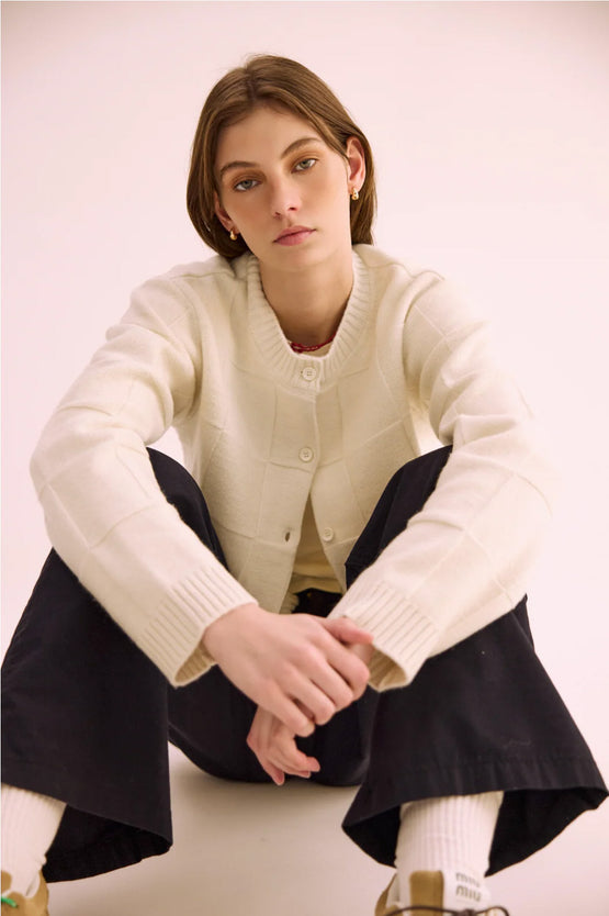 Pharlain Squares Cardi - Cream
