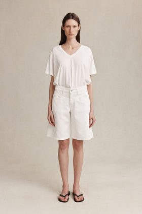Marle Cross Stitch Jean Short - Blanc