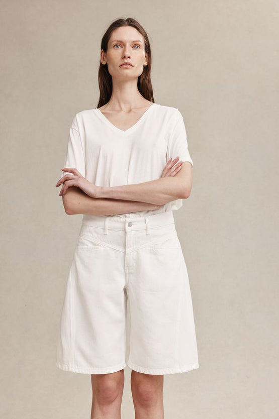 Marle Cross Stitch Jean Short - Blanc