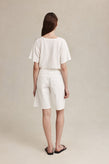 Marle Cross Stitch Jean Short - Blanc