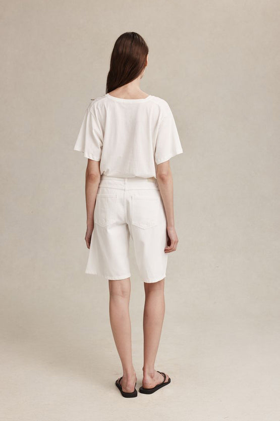 Marle Cross Stitch Jean Short - Blanc