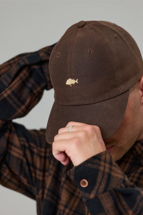 Just Another Fisherman Stamp Tiller Wax Cap - Brown