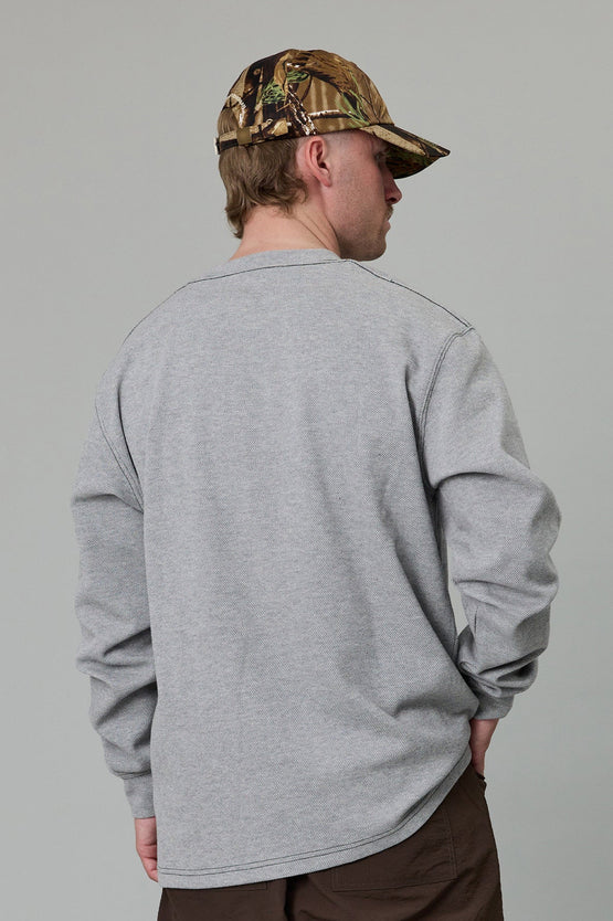 Just Another Fisherman Stamp Pique LS - Grey
