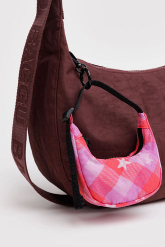 Baggu Crescent Bag Charm - Pink Star Plaid
