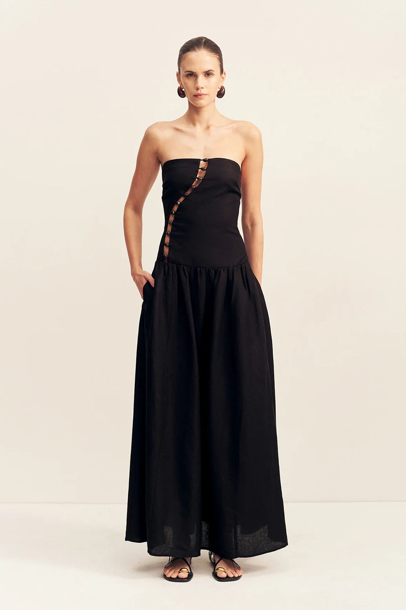 Shona Joy Effie Strapless Maxi - Black