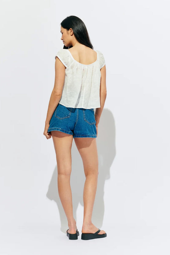Ruby Clover Studded Denim Short - Indigo