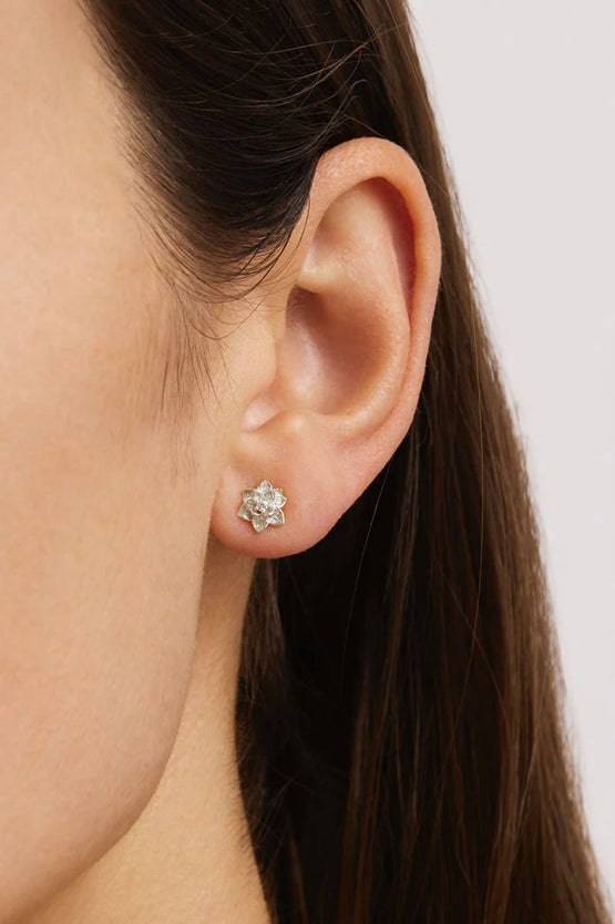 By Charlotte Bloom Within Lotus Stud Earrings - Silver