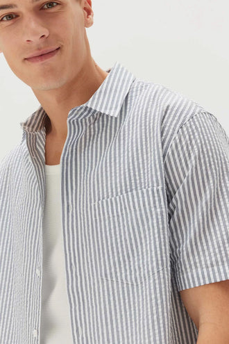 Assembly Treble Stripe SS Shirt - Navy Stripe