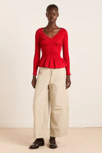 Damson Madder Suri Shirred Blouse - Red