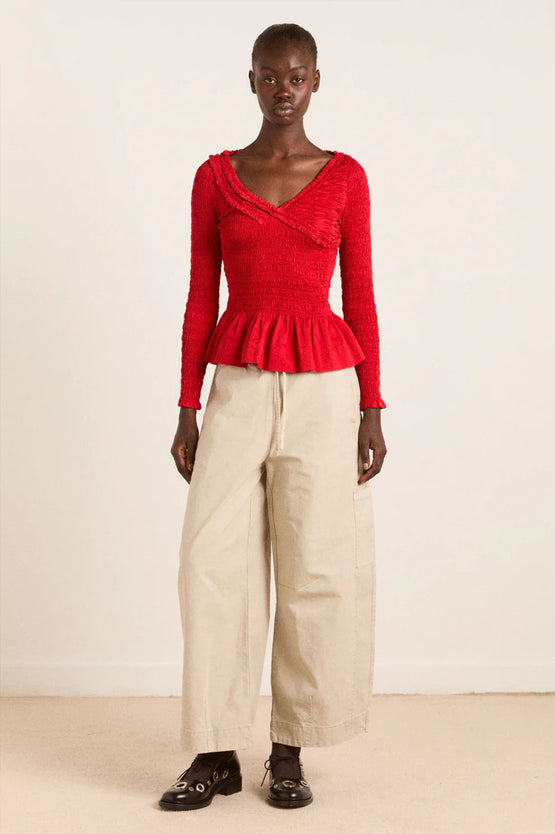 Damson Madder Suri Shirred Blouse - Red