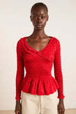 Damson Madder Suri Shirred Blouse - Red