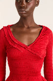 Damson Madder Suri Shirred Blouse - Red