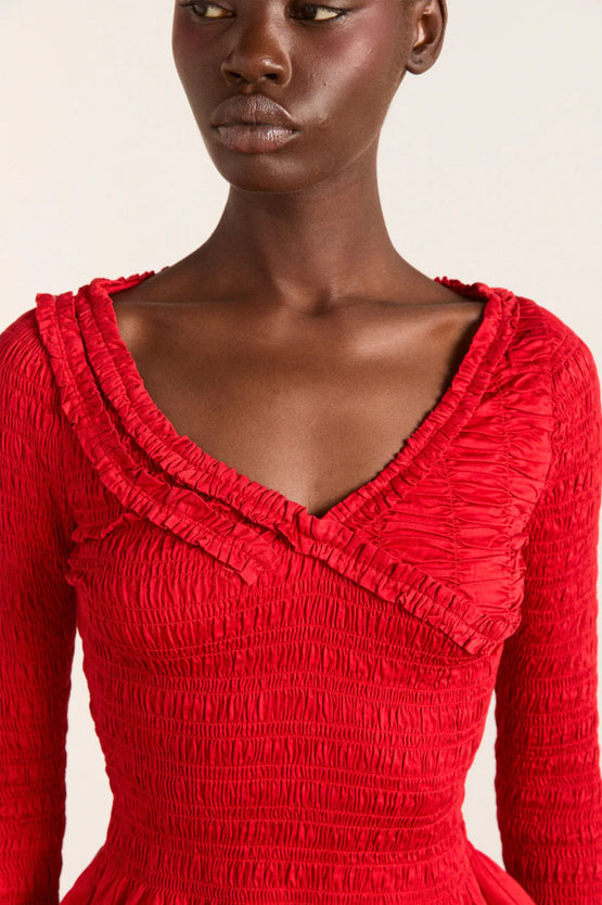 Damson Madder Suri Shirred Blouse - Red