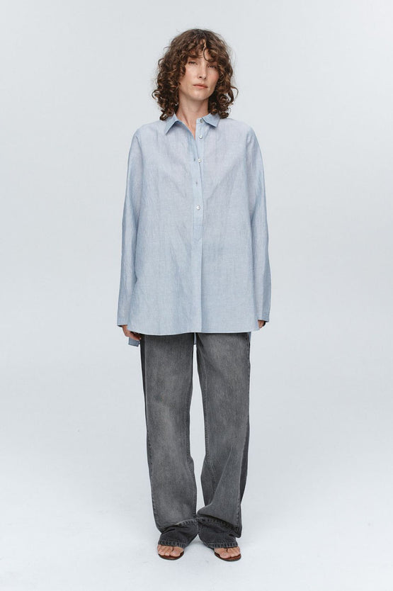 Marle Tab Shirt - Bleu Stripe