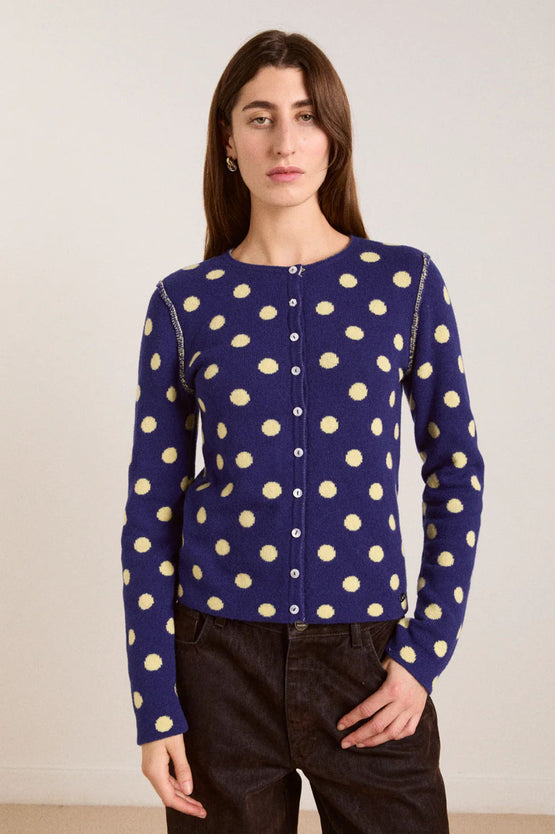 Damson Madder Tabitha Cardigan - Navy/Butter