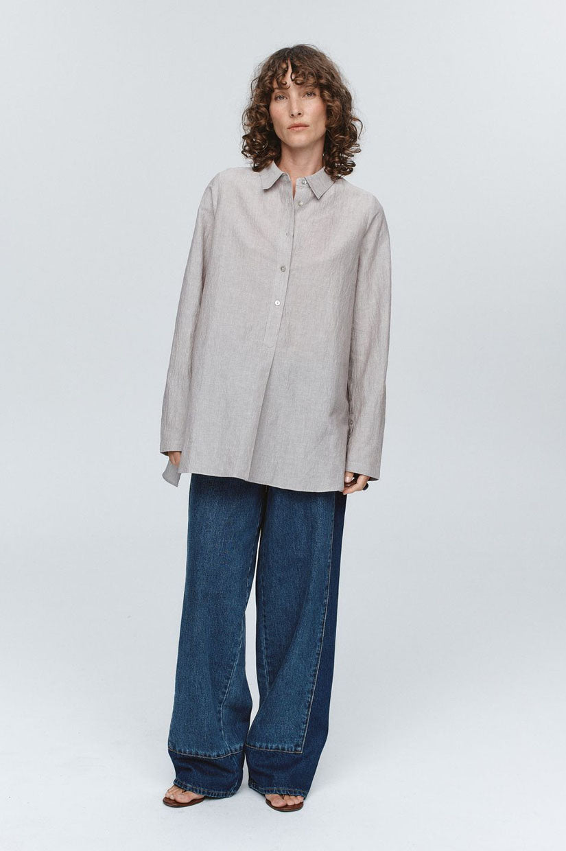 Marle Tab Shirt - Chocolate Stripe