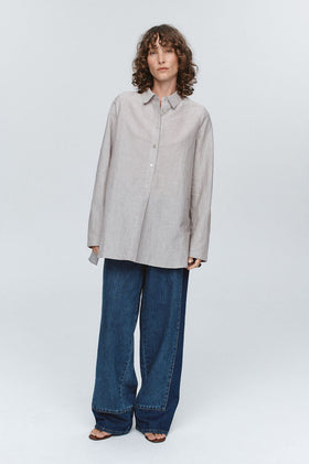 Marle Tab Shirt - Chocolate Stripe