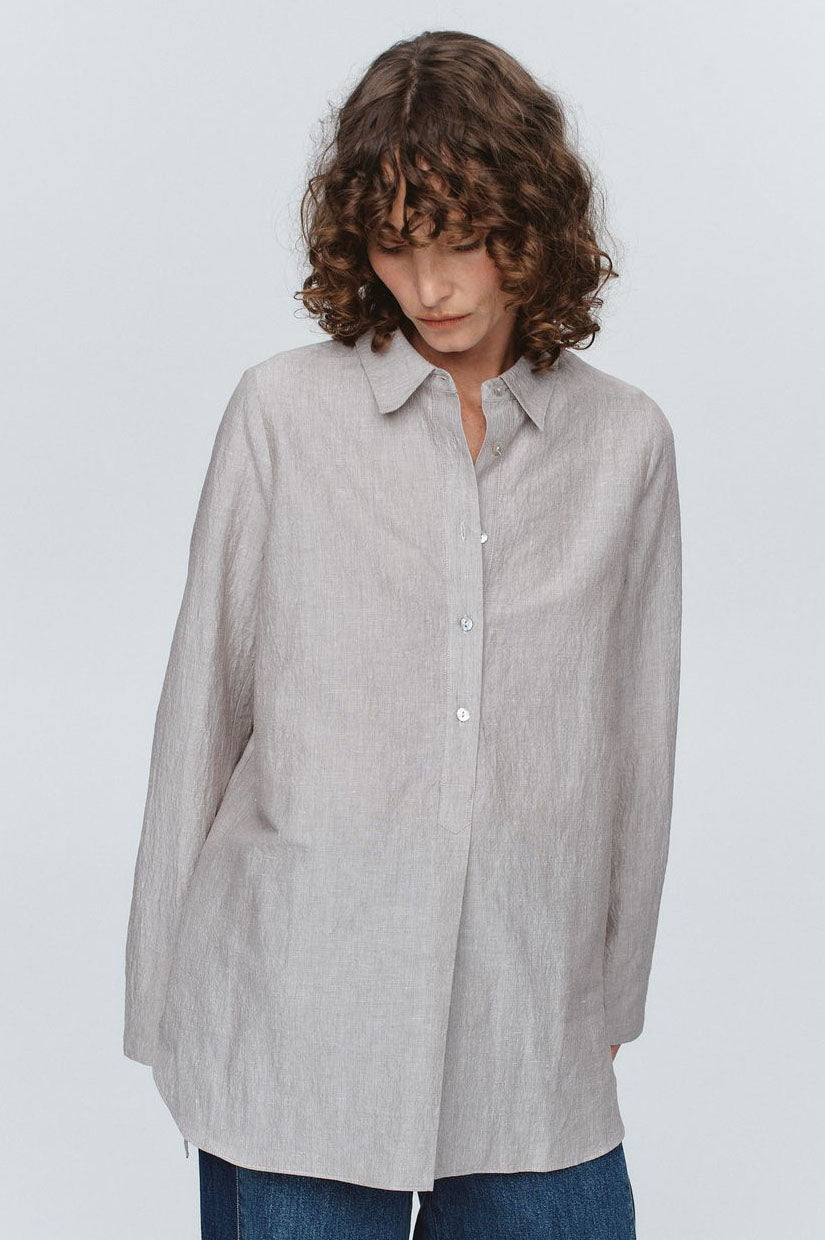 Marle Tab Shirt - Chocolate Stripe
