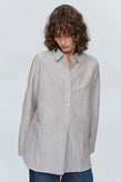 Marle Tab Shirt - Chocolate Stripe