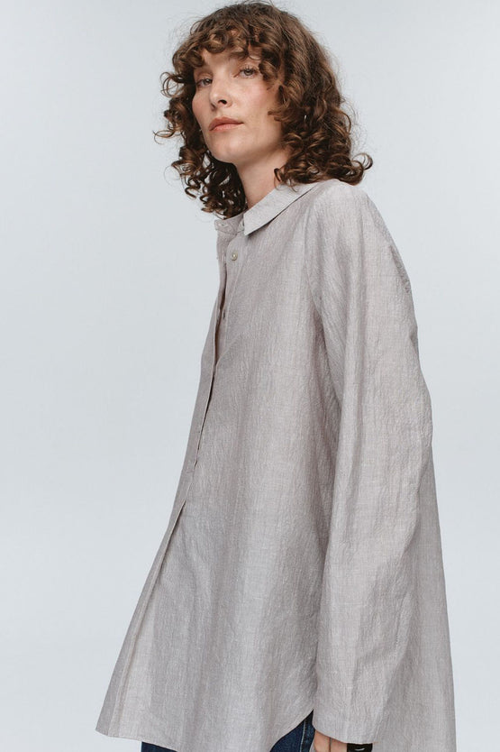 Marle Tab Shirt - Chocolate Stripe