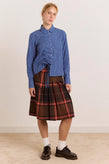 Damson Madder Talia Ruched Shirt - Blue Check