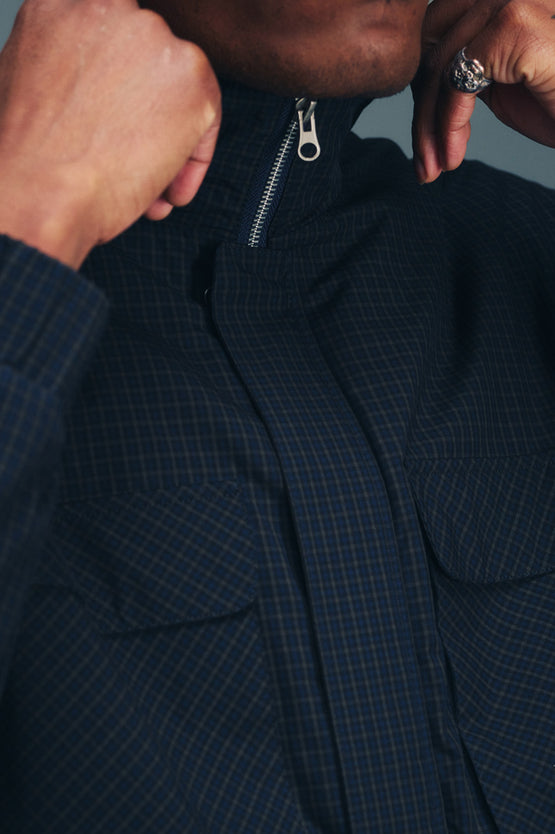 Candice Taki Checkered Jacket - Navy