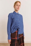 Damson Madder Talia Ruched Shirt - Blue Check