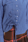 Damson Madder Talia Ruched Shirt - Blue Check
