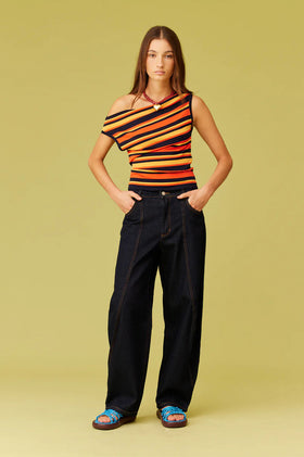 Ruby Emma Knit Top - Tangerine Navy