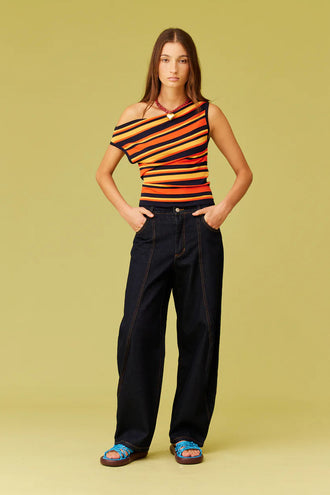 Ruby Emma Knit Top - Tangerine Navy