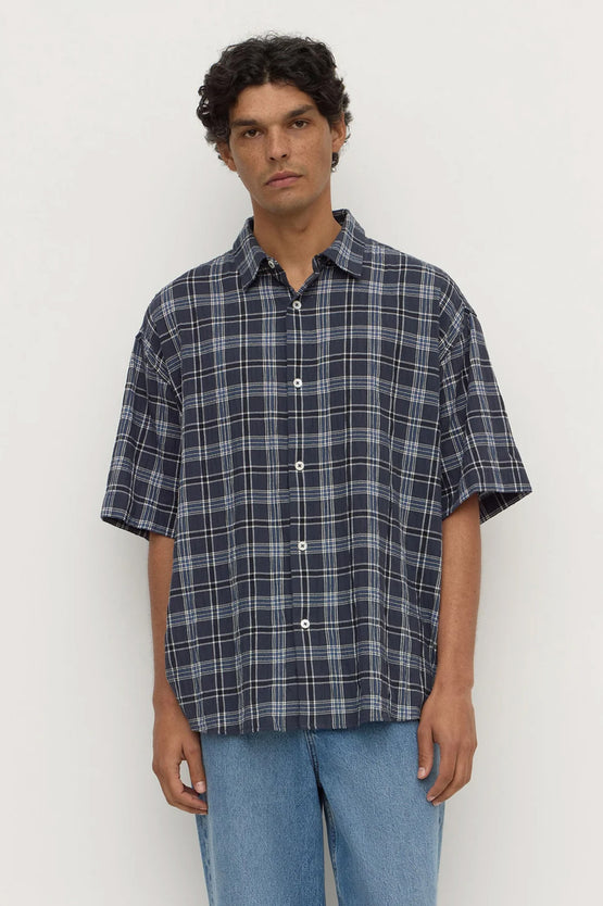 Assembly Tane Check SS Shirt - True Navy
