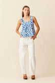 Ruby Margie Tie-Back Top - Blue Floral