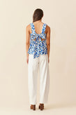 Ruby Margie Tie-Back Top - Blue Floral