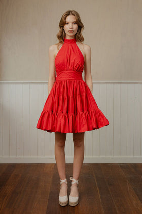 Caitlin Crisp Tiffany Dress - Red Poplin