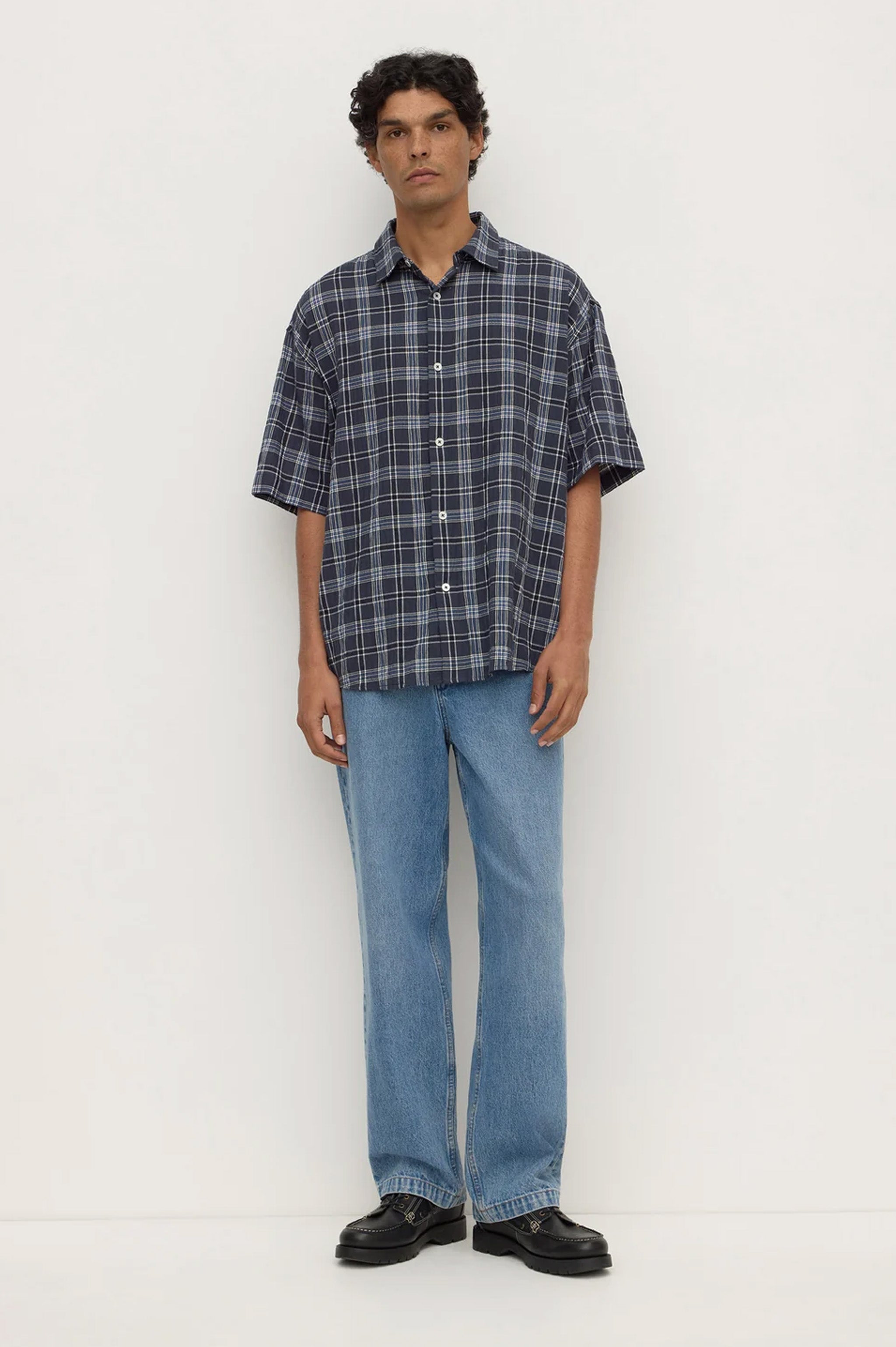Assembly Tane Check SS Shirt - True Navy