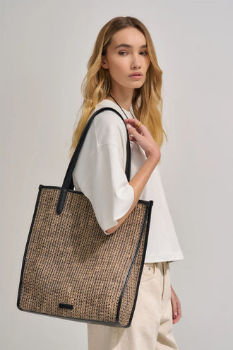 Brie Leon Mia Tote - Raffia Stripe