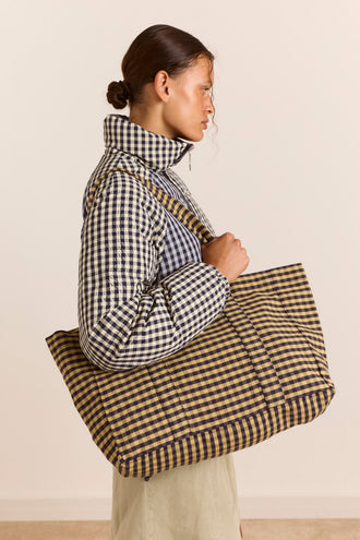 Damson Madder Canvas Tote - Quince Jam Gingham