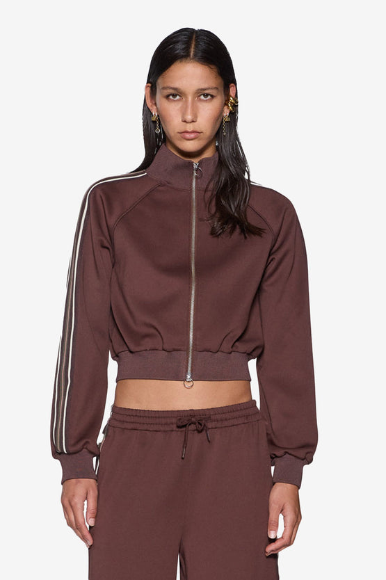 Ksubi Cropped Zip Trak Top - Mocha