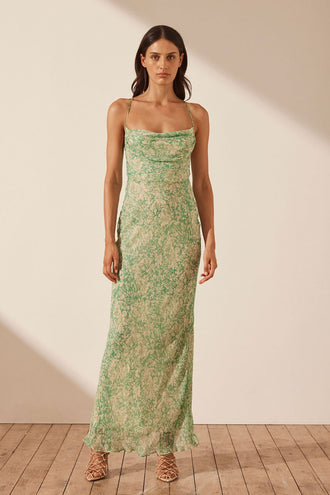 Shona Joy Belvedere Lace Back Maxi - Tree Green