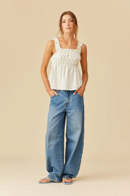 Ruby Trulli Top - Butter Blue Stripe