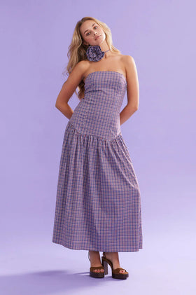 Ruby Trulli Maxi Dress - Blue Wine Gingham