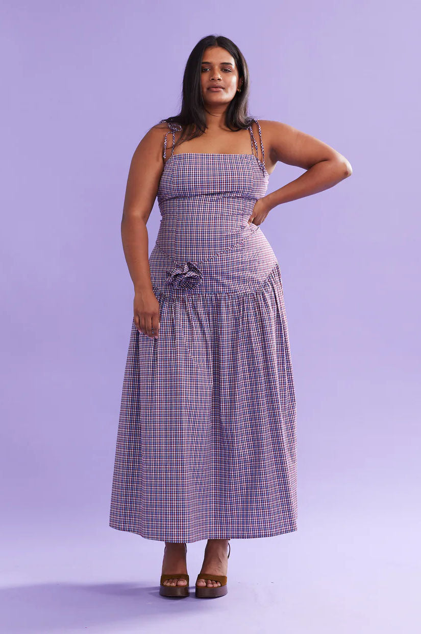 Ruby Trulli Maxi Dress - Blue Wine Gingham