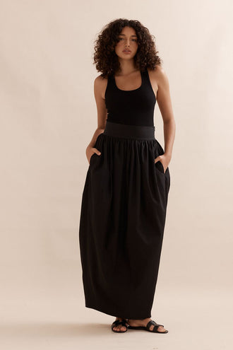 Caitlin Crisp Tulip Skirt - Black