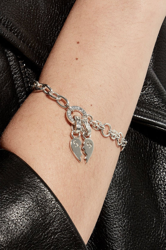 Stolen Girlfriends Club Two Part Heart Set Charm - Silver