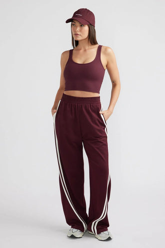 Ena Pelly Valentina Stripe Pant - Cherry Cola