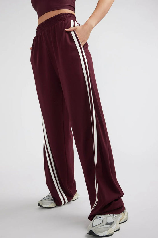 Ena Pelly Valentina Stripe Pant - Cherry Cola